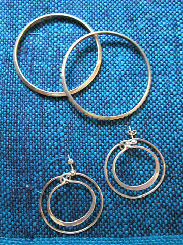 Norwegian Handcrafted Mid Century Sterling Silver Bangles and Earrings