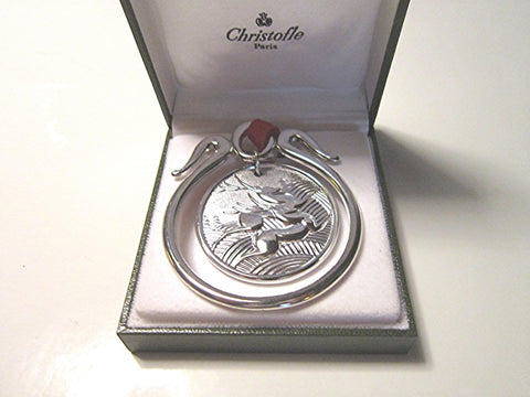 Chistofle silverplate Christmas Ornament, "Christmas Gift Box" 1992