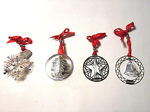 Christofle Silverplate Vintage Christmas Ornaments, 1986, 1987, 1988 and 1989. Made in France