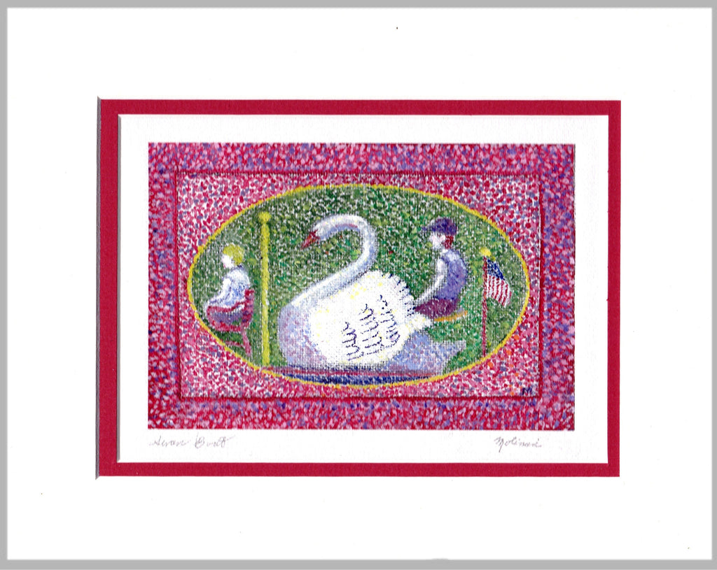 Swan Boat in Boston Public Garden Matted Print